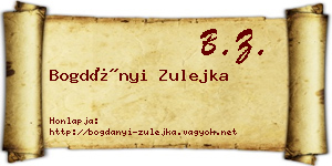 Bogdányi Zulejka névjegykártya